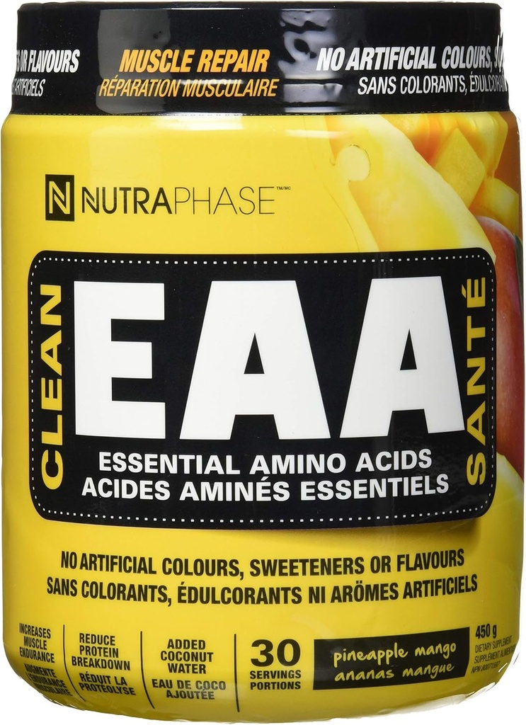 NutraPhase Clean EAA, All Natural, Vegan Friendly, Glutenfrei, Erstaunlicher Geschmack, Ananas Mango, 30 Servierungen, 16 Unze