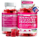Quercetin Gummies - 2500MG Quercetin mit Bromelain L-Theanin & Zink - Reine Ergänzung für Immunsystem Lung und Allergie Unterstützung - Immunität Booster Vegan Ergänzungen für Kinder & Erwachsene - Made in US