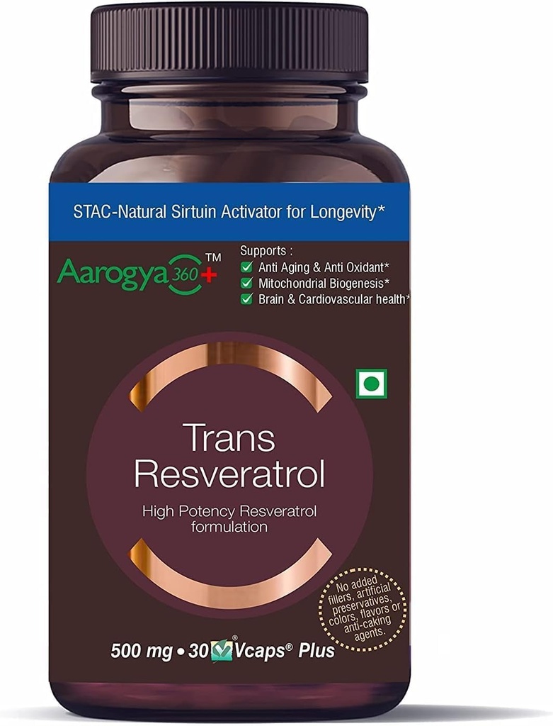 Pure Trans Resveratrol 500 mg mit Bio Perine Anti-Aging Haut Pflege Antioxidans Ergänzung für Herz Gesundheit und tägliche Immununterstützung 30 Veg Kapseln | für Superior Absorption