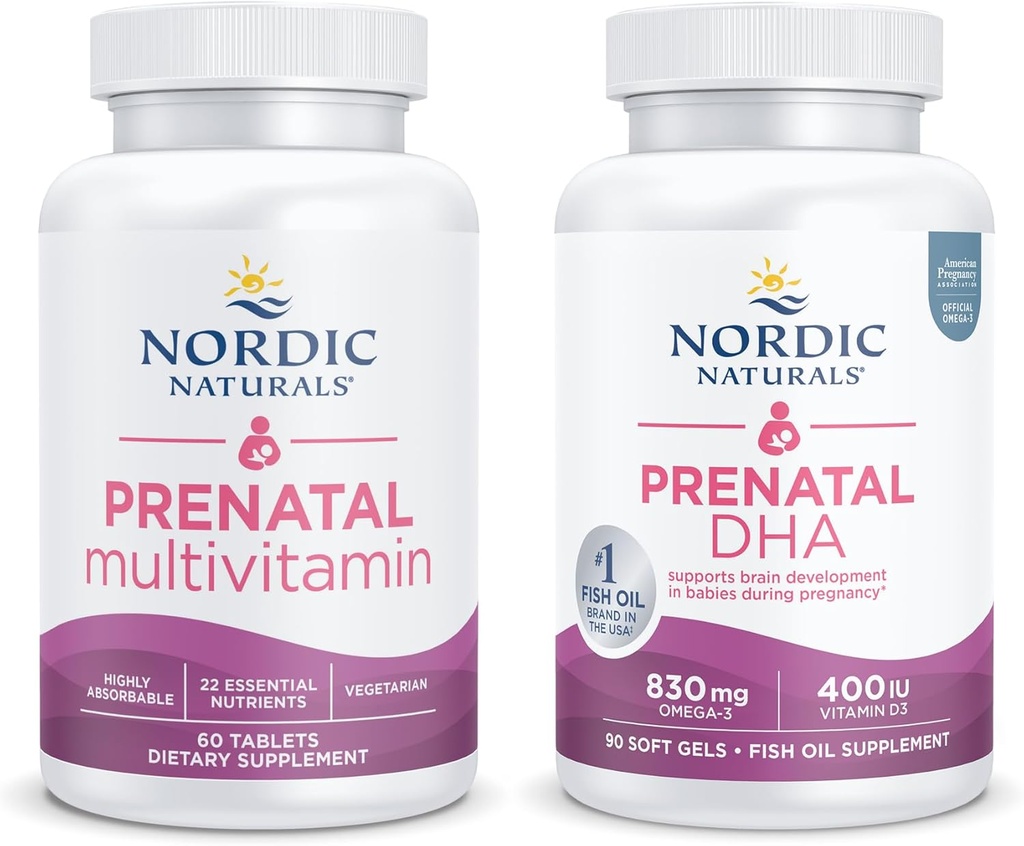 Nordic Naturals New Mom Bundle - Prenatal Multivitamin Tabletten, Pränatal DHA