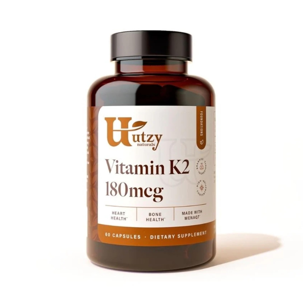 Utzy Naturals Vitamin K2 | 180 mcg MenaQ7® Form von K2 | Made in USA | 60 Kapseln