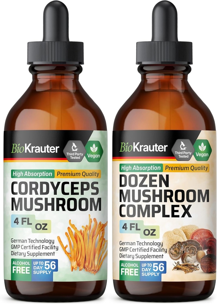 BIO KRAUTER Cordyceps Teinture de champignons 4 Fl. Oz. & Dozen Teinture de champignons 4 Fl. Oz.