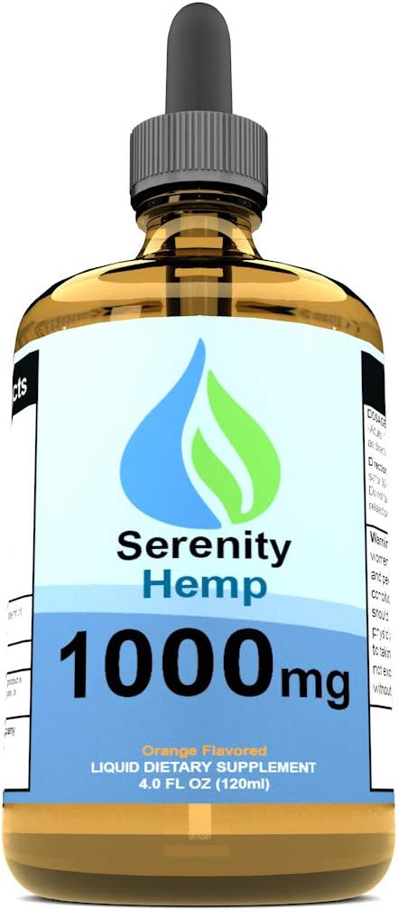 Serenity Hanf Oil - 4 fl oz 1.000 mg (Orange) - Kann Hilfe bei Entzündungen, Schmerzen, Stimmung &amp; Mehr - Reich an Vitamin E, Vitamin B, Omega 3,6,9