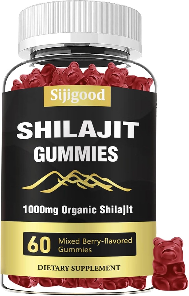 Gummies Shilajit avec supplément de 85+ Trace Minerals, Shilajit pour les hommes et les femmes - 60 Gummies mixtes au Berry