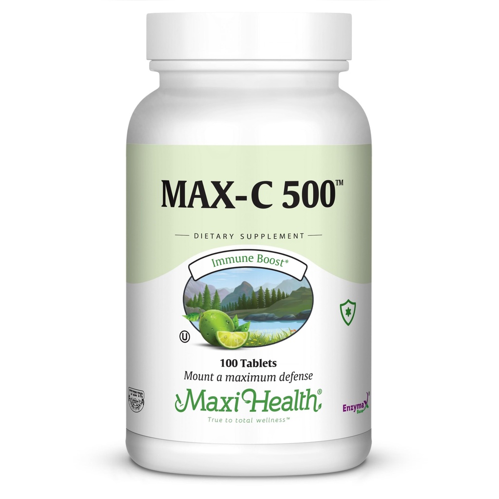 Maxi Health MAX C 500 mg - Vitamine C - avec complexe de bioflavonoïdes au citron - 100 comprimés