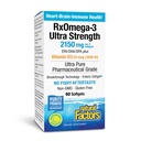 Facteurs naturels RxOmega-3 Ultra Strength - Supplément diététique pour la santé du cerveau et du coeur - Supplément santé oculaire avec EPA et DHA - Supplément avec acides gras oméga-3 - 60 Softgels (30 portions)