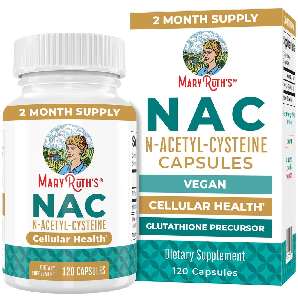 MaryRuth Organics NAC Supplement N-Acetyl Cystein | 2 Monate Versorgung | NAC 1000mg pro Servieren | Vegan Kapseln | Gluthamine Precursor | Aminosäure | Non-GMO | Gluten Free | 120 Count | 60 Servierungen