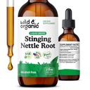 Wild & Organic Stinging Nettle Root Drops - Stinging Nettle Extract Tincture für Herren & Frauen - Liquid Urtica Dioica Supplement - Vegan, Zucker & Alkoholfrei - 2 fl oz