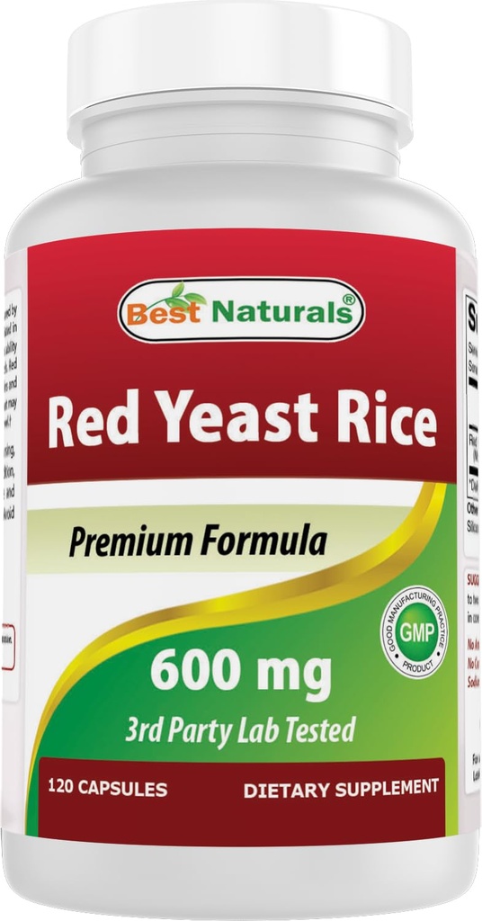 Best Naturals, Red Yeast Rice, 600 mg Kapseln, 120 Kapseln, 2 Kapseln pro Portion/1200mg pro Portion