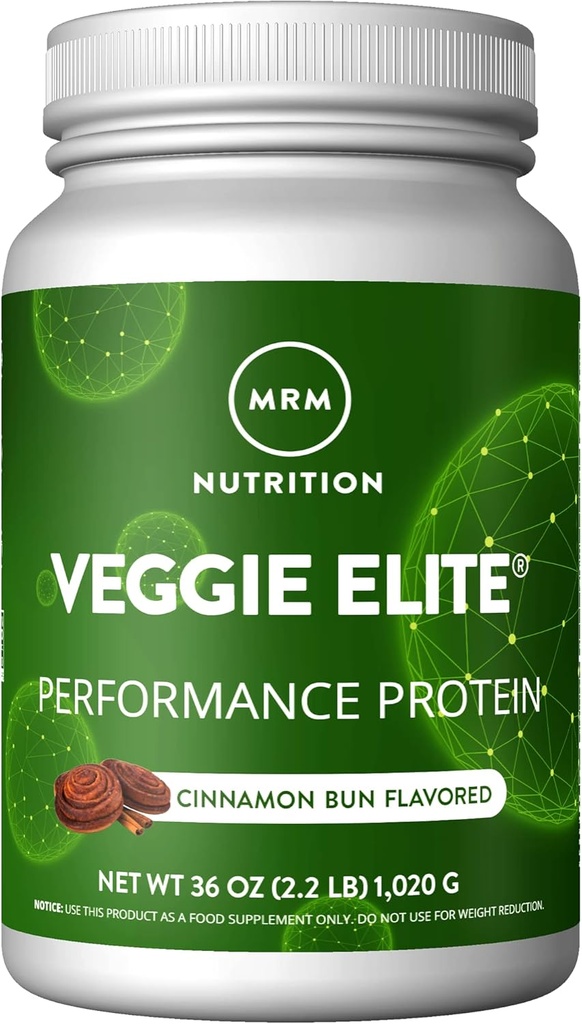MRM Nutrition Veggie Elite Performance Protein | Cinnamon Bun Flavored| Pflanzenbasiertes Protein| Einfach zu digest | mit BCAAs| Vegan + Gluten-Free | Klinisch getestet| Verdauungsenzyme | 30 Servierungen