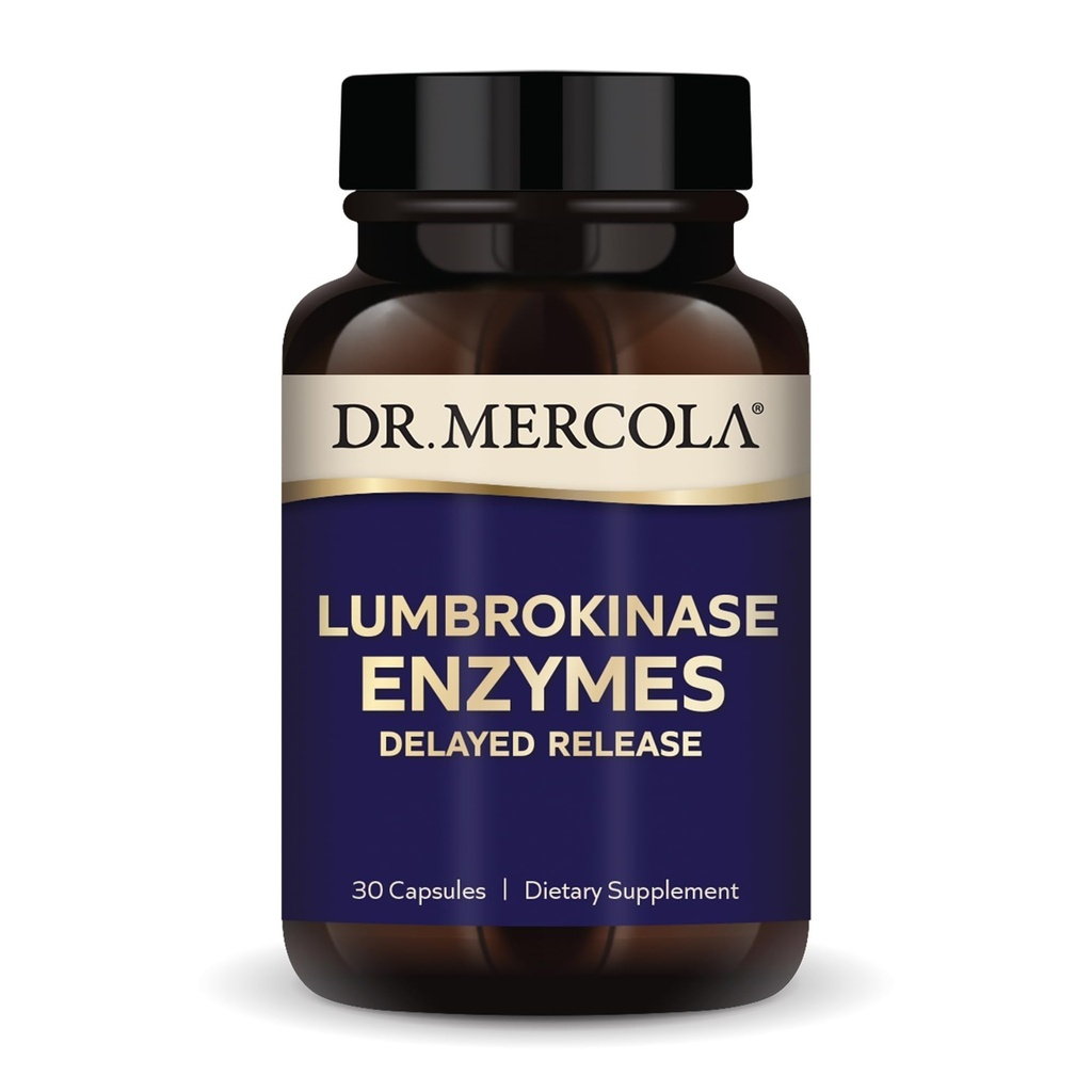 Dr. Mercola Lumbrokinase Enzymes - Delayed Release Formula - Nahrungsergänzung für Herz-Kreislauf- und Energieunterstützung - Non-GMO, Gluten-Free & Soy-Free - 30 Kapseln (30 Portionen)