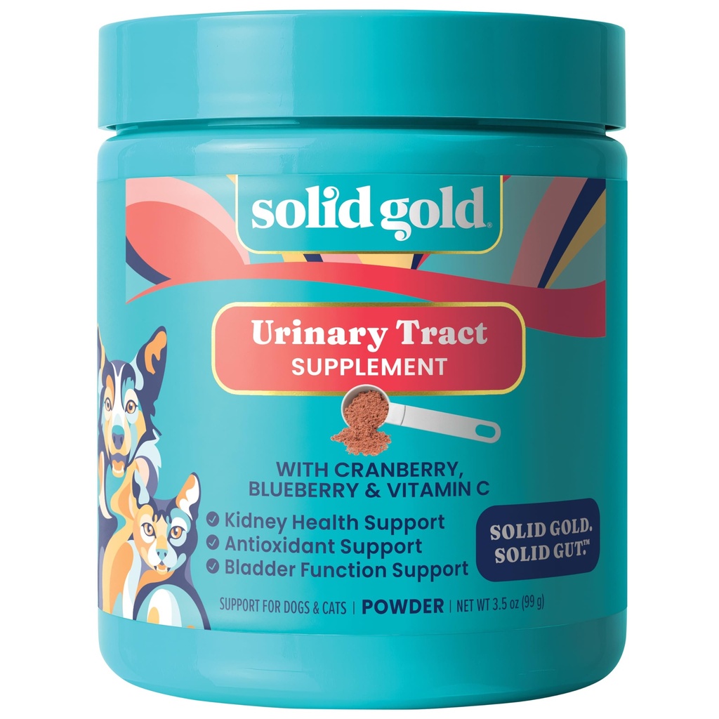Feste Gold Katze & Hunde Vitamine für UTI - Pulverisierte Cranberry-Ergänzung für Hunde & Katzen - Urinary Tract, Bladder & Kidney-Unterstützung für Hunde & Katzen - Cat & Dog UTI Über die Counter Supplement Pulver-3.5oz