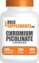 BulkSupplements.com Chromium Picolinate Capsules - Chromium Supplement, Mineral Supplement - Glutenfrei, 1 Kapsel pro Servierung, 365 Zähler (Pack von 1)