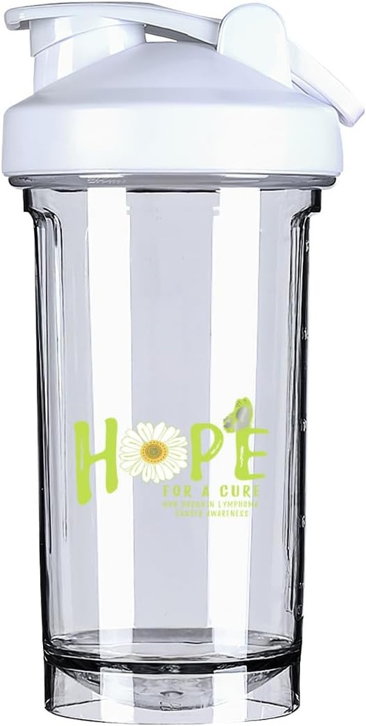 Hoffnung für eine Heilung nicht Hodgkin Lymphom Krebs Awareness Blume 18 Unnce Shaker Flasche Getränk Mixer Leak-proof Pre Workout Protein Shakes Meal Ersatz Shakes Flaschen 500ML/18 Oz Weiß