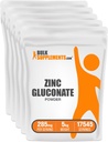 BulkSupplements.com Zinc Gluconate Powder - Zinc 40mg, Zinc Powder - Zinc Supplement for Immune Support - Gluten Free, 285mg per Serving, 5kg (11 lbs) (Pack of 5)