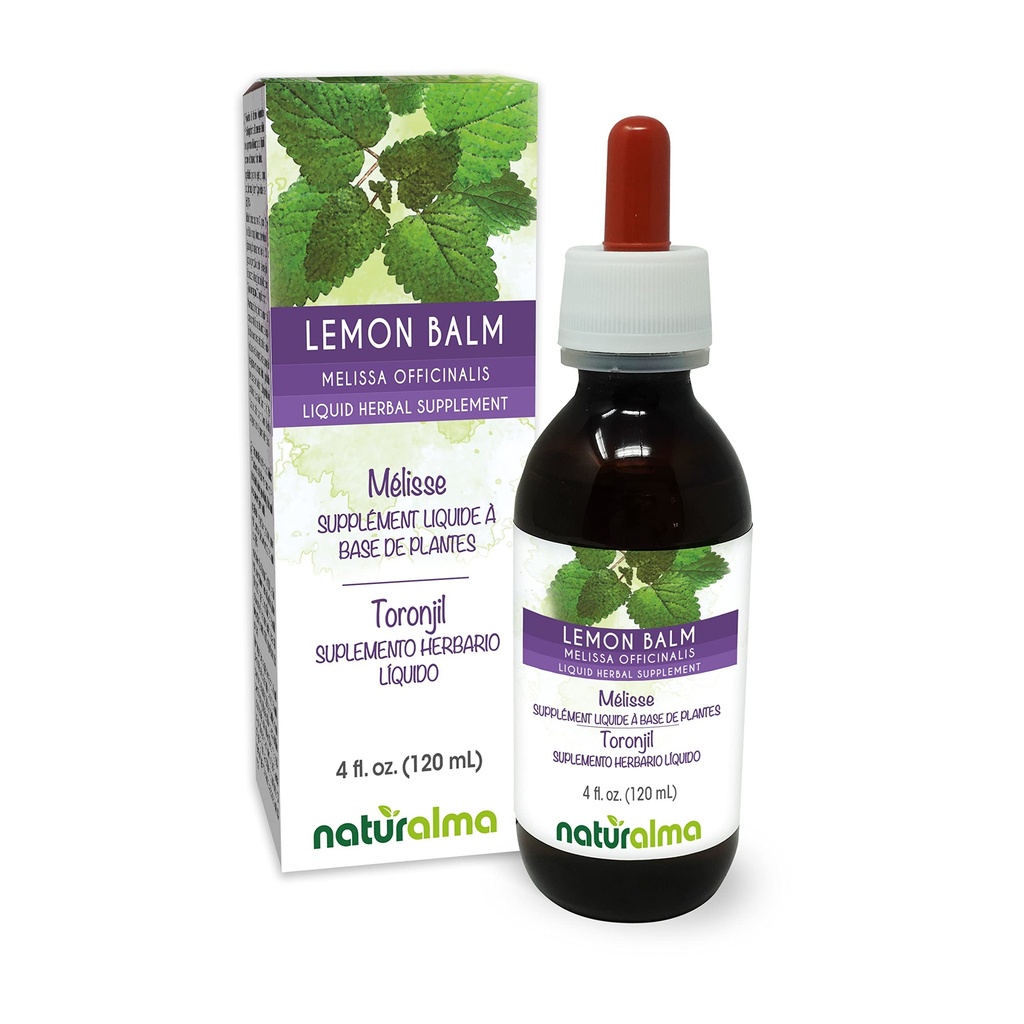 Naturalma Lemon Baume (Melissa officinalis) Teinture sans alcool - 4 fl oz Extrait liquide dans les gouttes - Supplément à base de plantes - Vegan