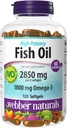 Webber Naturals Fischöl 2850 mg, hohe Potenz, 1.800 mg Omega-3 pro Servierung, 120 klare Enteric Softgels, kein Fishy Nachgeschmack, Ultra-Purified, Unterstützt Herz, kognitive und gemeinsame Gesundheit