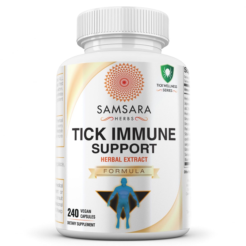 Samsara Herbs Tick Immununterstützung - Japanischer Knotweed, Katzenkralle, Andrographis, Cryptolepis, Sarsaparilla, Resveratrol, Tick Bite Support 240 Kapseln