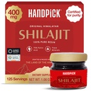 HANDPICK 400 mg Ultra Concentrated Pure Himalayan Shilajit Resin | 75% Fulvic Acid, 85+ Minerals | Feel maskulinity, High Potency, Strength & Stamina I Lab getestet für Reinheit I 50 g (125 Portionen)