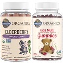 Garten des Lebens Organics Kinder Immun Bundle – Elderberry Immune Support Gummi (120 Count) + Certified Organic Kids Multivitamin Gummies, Non-GMO, Gluten Free, Kirsche (120 Count)