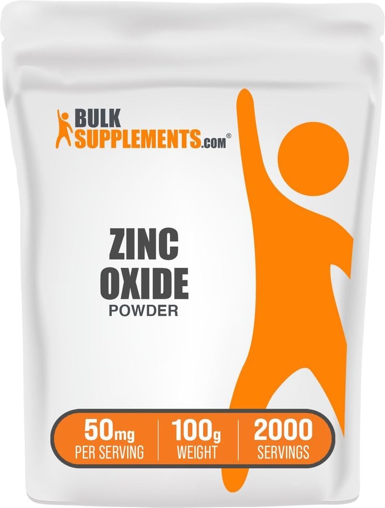 BulkSupplements.com Zinkoxid-Pulver - Zinkoxid-Ergänzung, Mineral-Ergänzung für Immununterstützung - Glutenfrei, 50mg pro Servierung, 250g (8.8 oz) (Pack von 1)