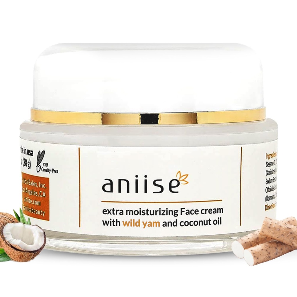 Crème visage extra hydratant Yam sauvage avec huile de coco - Crème Yam sauvage pour la ménopause et le soulagement menstruel - Stabilise les niveaux d'hormone - Crème anti-âge pour la peau très sèche - 1 oz