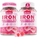Vegane Eisen-Ergänzungsgummis für Damen und Herren - w/Vitamin C Folate B12 Zink für Erwachsene & Kinder, Schmiedeeisen für Iron Deficiency, Energy Boost, Non-Constipating & After Taste, Sugar-Free 2 Pack