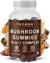 Mushroom Gummies 2 Pack, 12-in-1 Complex Supplement 3000mg - Lions Mane, Turkey Tail, Reishi, Cordyceps, Pilze Extrakt - Nootropic Brain Supplement für Gedächtnis und Fokus, Boost Immunität und Energie