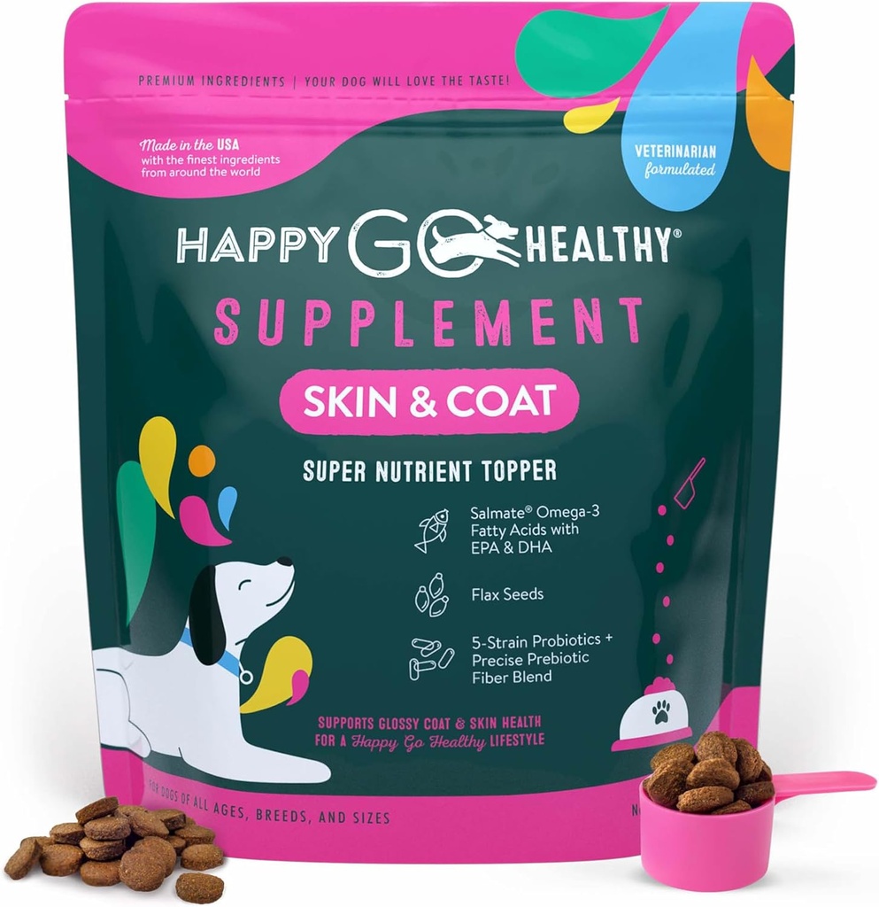 Skin & Coat Ergänzungen für Hunde | Probiotic & Prebiotic Benefits mit Wild Salmon Omega 3s, um Ihren Hund Shine von The Inside Out | Alle Rassen, Alter und Größen | 120 Count
