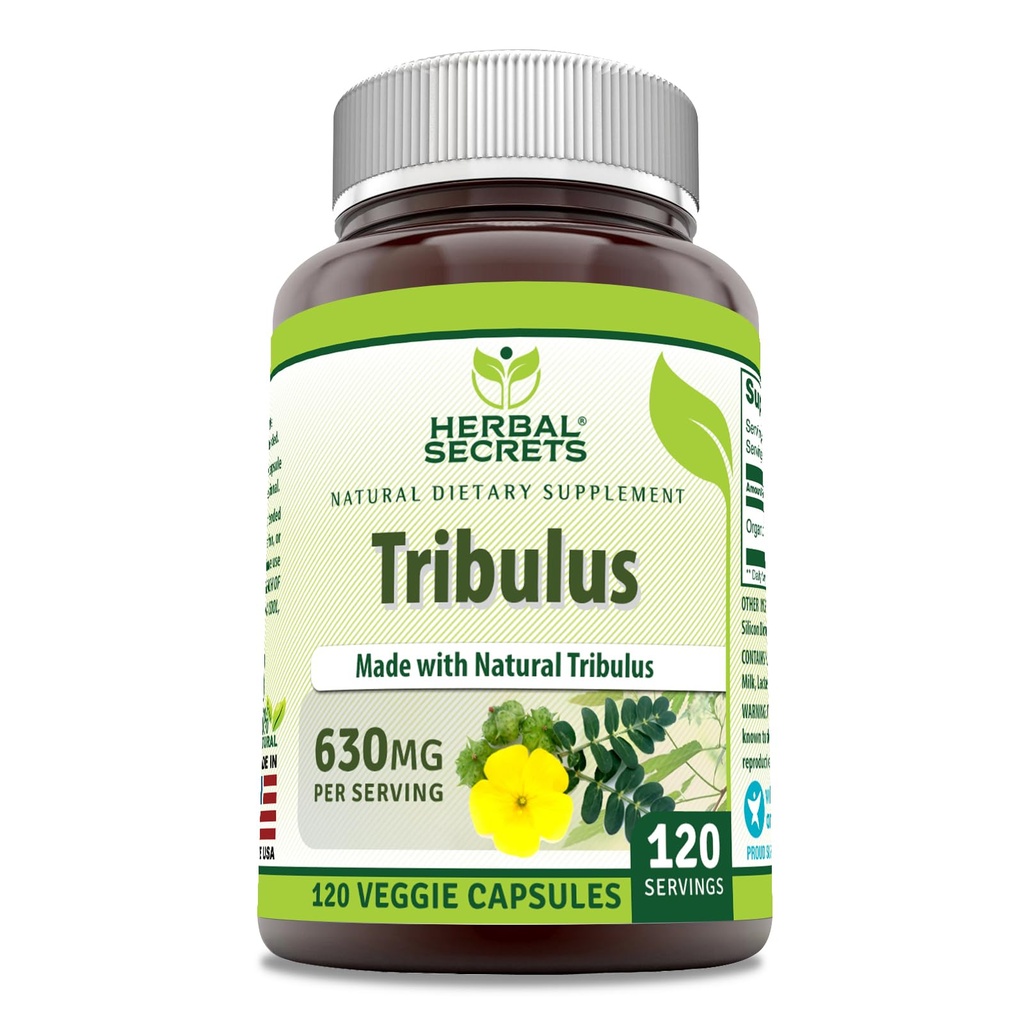 Herbal Secrets Tribulus 630 Mg 120 Veggie Kapseln Ergänzung | Non-GMO | Gluten Free | Made in USA