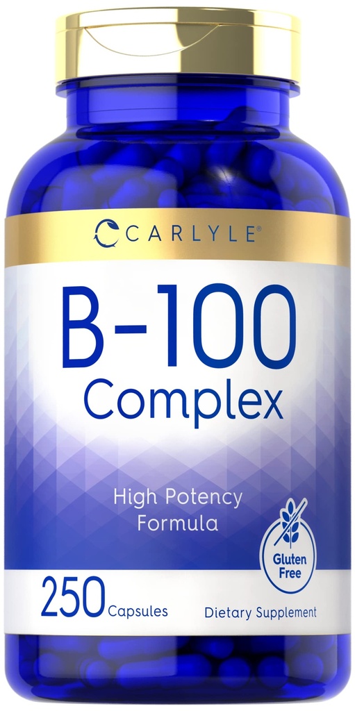 Carlyle B-100 Complex Vitamin | 250 Kapseln | Non-GMO, Glutenfreie Ergänzung
