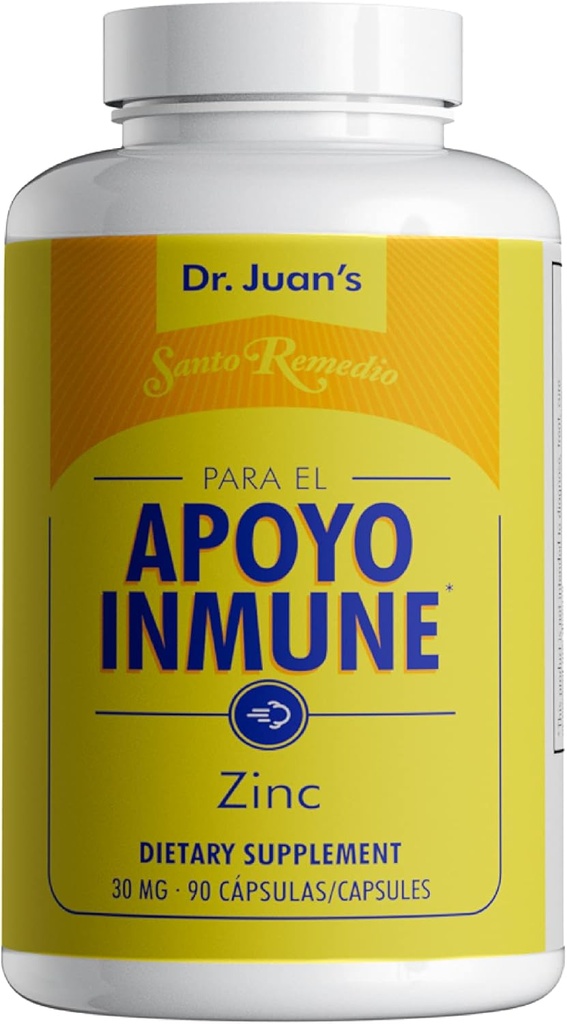Santo Remedio Zinc, du picolinate de zinc et dihydrate de gluconate, supplément alimentaire, minéral essentiel pour le soutien global, 30 mg, 90 capsules par bouteille équivalent à 90 doses