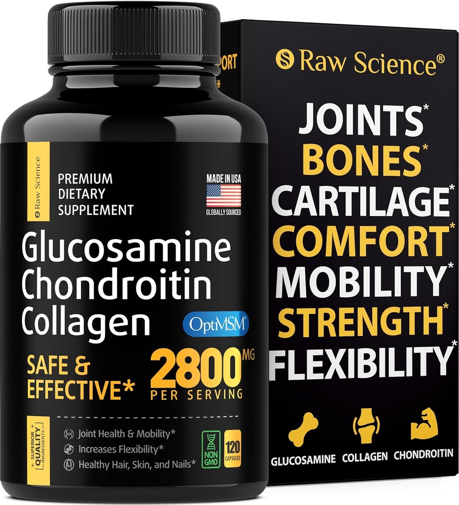 Glucosamin Chondroitin MSM Kapseln - Joint Support Supplement für Erwachsene, 2800 mg Triple Strength Vitamins: Glucosamine HCL, Chondroitin Sulfat mit OptiMSM - Reduces Joint Discomfort, 120 Kapseln