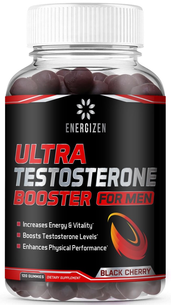 Booster de testostérone 8in1 pour les hommes avec Tongkat Ali, Fenugreek, Ashwagandha et Magnésium - Améliorer Libido et l'équilibre hormonal, non OGM Fabriqué aux États-Unis, Black Cherry, 120 Comte Gummies pour les hommes