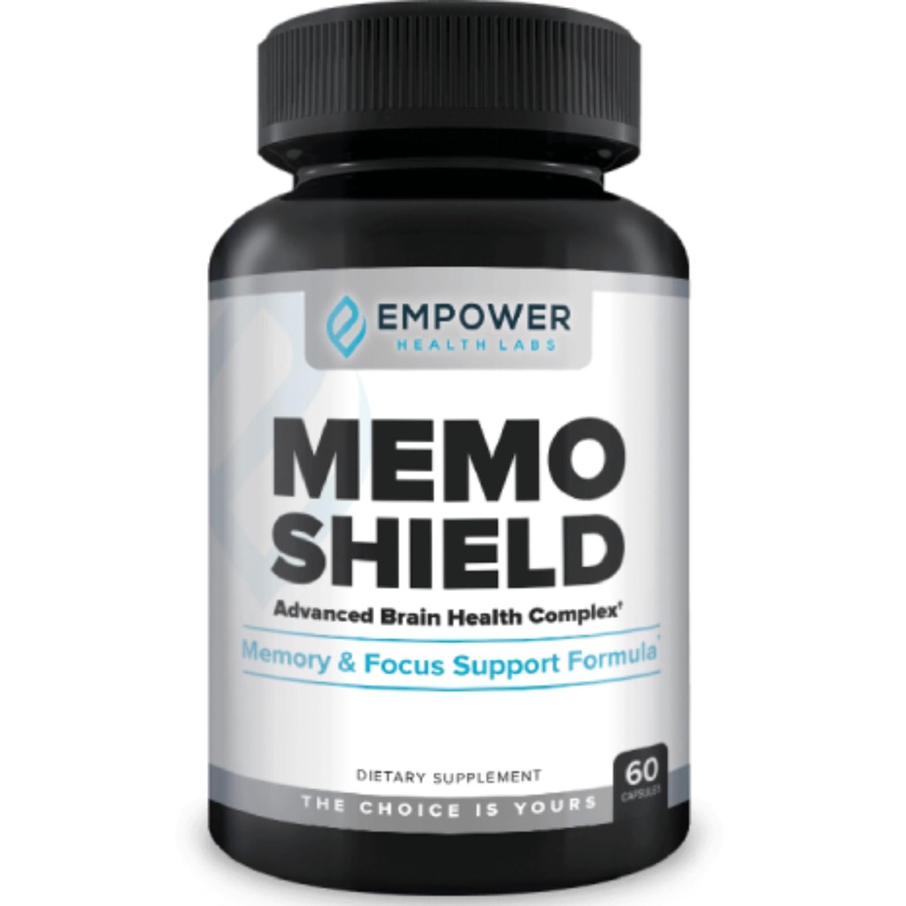MemoShield Brain Health Supplement – Advanced Memory Support mit Lion's Mane, Bacopa Monnieri und Ginkgo Biloba – Kognitive Funktion und Gehirngesundheitsformel – 60 Kapseln