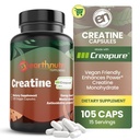 EarthNutri Creatine Monohydrat Kapseln - Mikronisiert für bessere Absorption - Unterstützt Muskelkraft, Stärke & Erholung - 105 Kapseln (5000mg pro Portion, 7 Kapseln)