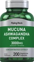 Piping Rock Mucuna Ashwagandha 3000mg | 200 Kapseln | Complex Extract Supplement für Damen und Herren | Vegetarisch, Non-GMO, Glutenfrei