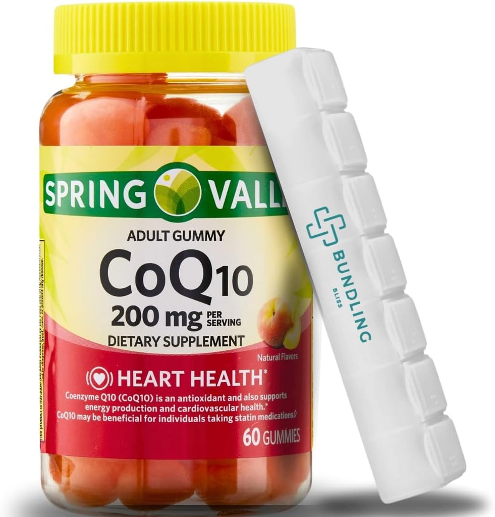 Spring Valley CoQ10 200mg Gummi, Nahrungsergänzung, 60 Count 7 Day Pill Organizer enthalten - 1 Pack