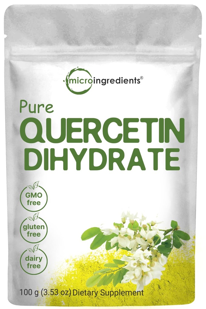 Reines Quercetin Dihydrat-Pulver, Quercetin 500mg pro Servierung, 100 Gramm, Bioverfügbarster Grad und Füllstofffrei, Leistungsstarkes Antioxidans unterstützt Energie, Immunsystem, keine GVO und Vegan
