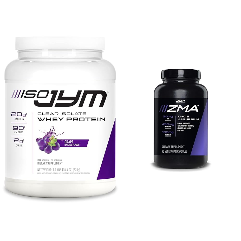 ISO JYM 20 portions Raisin et JYM ZMA Zinc / supplément de magnésium avec zinc, magnésium et vitamine B6