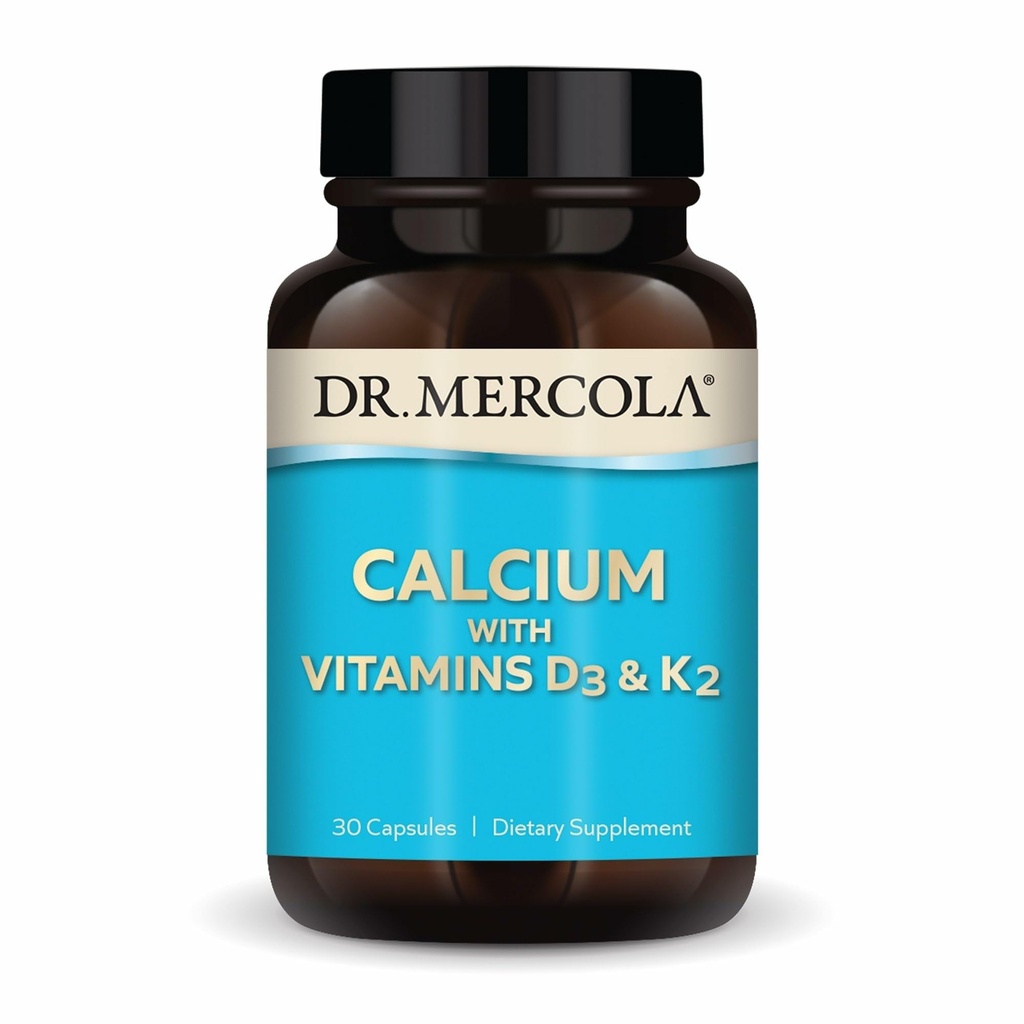 Dr. Mercola Calcium mit Vitaminen D3 & K2 - Unterstützt Knochen & Herz Gesundheit* - Kalzium mit Vitaminen D3 & K2 - Eggshell-Derived - Non-GMO, Gluten-Free & Soy Free - 30 Kapseln (30 Portionen)