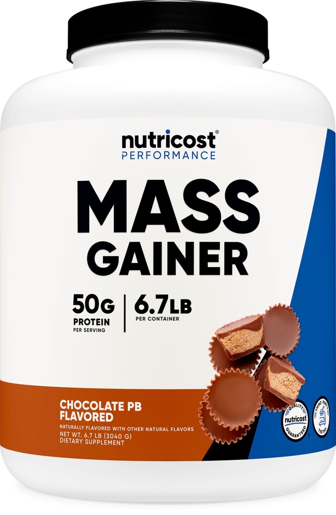 Nutricost Mass Gainer (Chocolate Peanut Butter Flavor, 6.7 LBS) 50 Grams of Protein Per Serving - Non-GMO