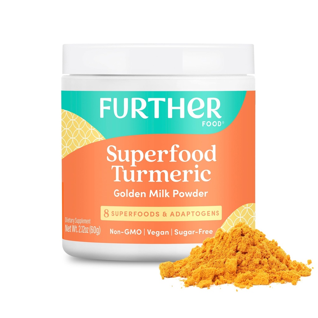 Further Food Superfood Turmeric Root Powder - Maximum Absorption, Natural Immune Booster, Golden Milk Blend, Sugar Free, Keto, Vegan, Non-GMO, 2.12 Oz