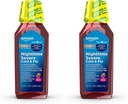 Soins de base pendant la nuit Sirop de rhume et de grippe sévère, médecine liquide Max Strength, soulagement multisymptômes, pour les adultes et les enfants 12 ans et plus, saveur de baie mixte, 12 fl oz (paquet de 2)
