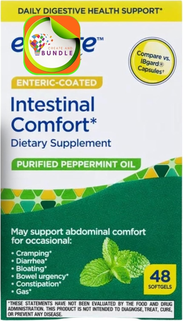 Equate Pfefferminzöl Softgels, 48 Count - Nahrungsergänzung für verbesserte Verdauungsgesundheit, natürliche Pfefferminzextrakt, unterstützt Gastrointestinal Comfort + Sticker erstellen