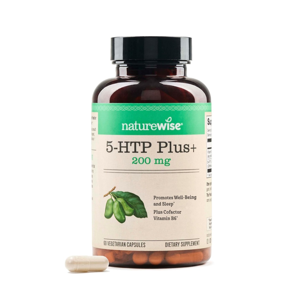 NatureWise 5-HTP 200mg Supplement von Griffonia Seeds mit Cofactor Vitamin B6 - Mood Support und natürliche Schlafhilfe für Erwachsene - Delayed-Release, Vegan - 60 Count[2-Month Supply]
