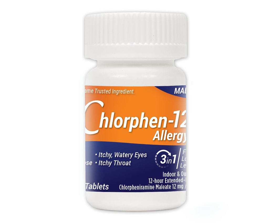 Maléate de chlorphéniramine à libération prolongée, 12 Mg, 60 comprimés