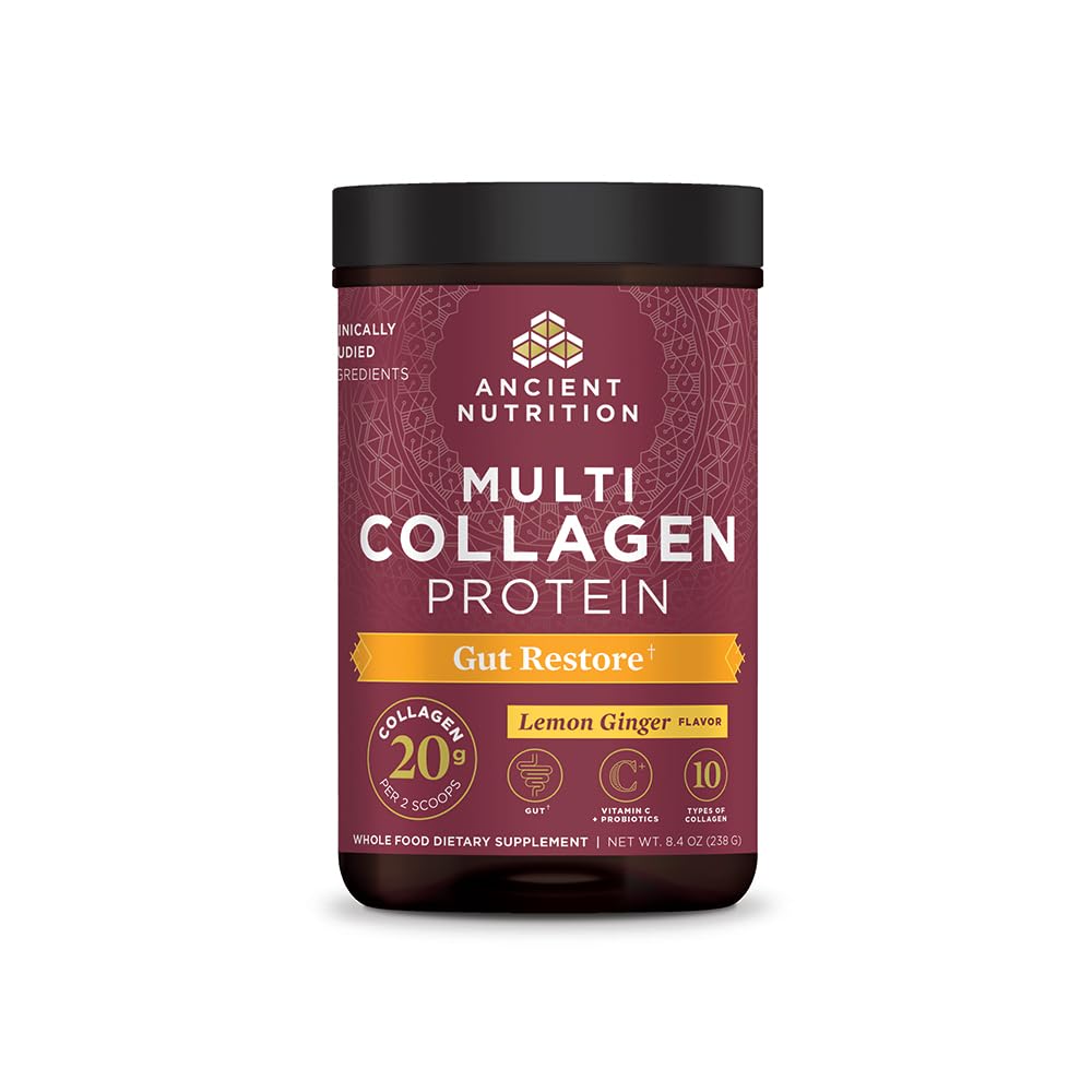 Antike Ernährung Collagen Powder Protein, Multi Collagen Protein, hydrolysierte Collagen Peptide unterstützt Haut und Nägel, Joint Supplement (Gut Restore, 20 Portionen)
