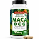 Bio Maca Root Capsules für Damen und Herren 2400mg pro Servieren - 150 Pillen Schwarz, Rot, Gelb Maca Supplement - Gelatinized Macaroot, Non-GMO, Vegan von Peruvian Naturals