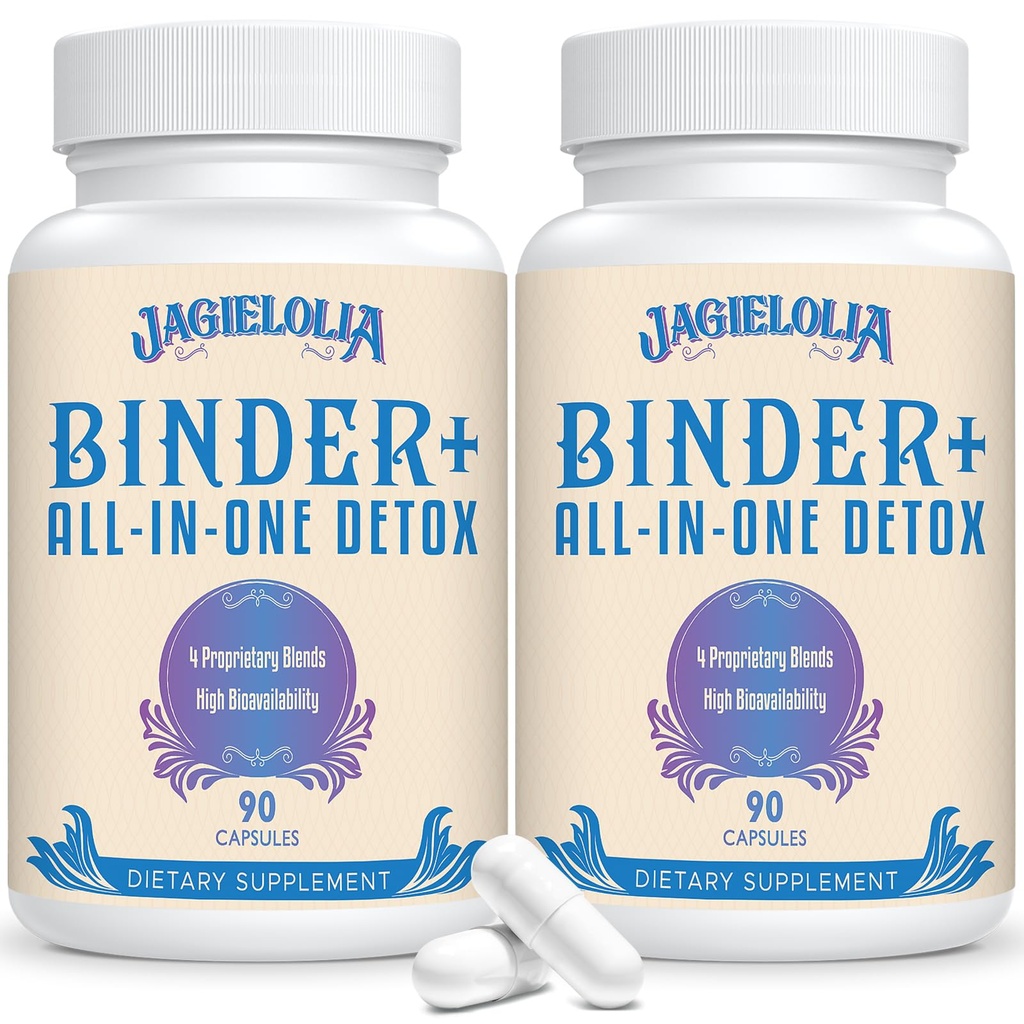 Jagielolia All-In-One Detox Binder Supplément 1500 MG - Haute biodisponibilité, Nettoyant Detox du foie avec Charcoal activé, Zeolite & Clay Bentonite pour les toxines, foie, digestif, 180 Capsules Vegan